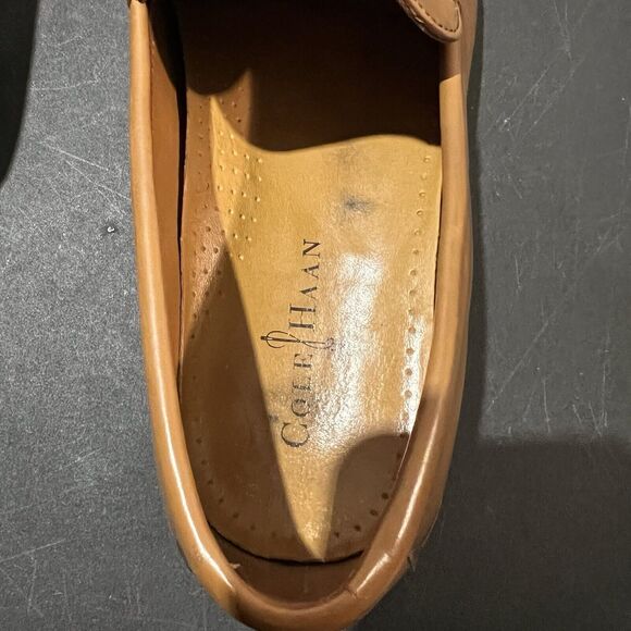 Cole Haan Moc Toe Loafers Mens 10 M Cognac Brown Leather Slip On Casual Dress - Picture 10 of 11